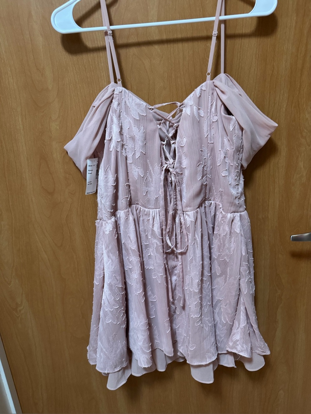 Lush Dusty Pink Lace-Up Off-Shoulder Mini Dress